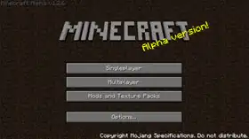 Alpha v1.2.6 menu.png: Infobox image for Minecraft Alpha v1.2.6 the version in Minecraft