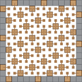 A log and pod layout for optimizing an example area of 14×14 (including walls).