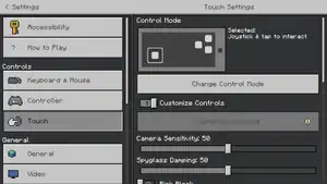 The Touch Settings tab.
