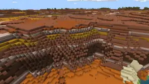 Naturally occurring terracotta found in a badlands plateau.