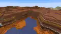 A badlands plateau in Java Edition