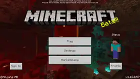 Bedrock 1.16.0.57.png: Infobox image for beta 1.16.0.57 the version in Minecraft