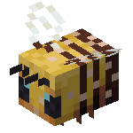 Bee with nectar BE.gif: Infobox image for Bee the entity in Minecraft