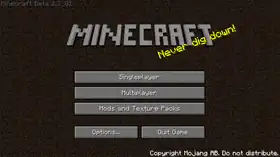 Beta 1.3_01 menu.png: Infobox image for Minecraft Beta 1.3_01 the version in Minecraft