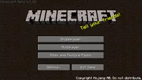 Beta 1.4_01 menu.png: Infobox image for Minecraft Beta 1.4_01 the version in Minecraft