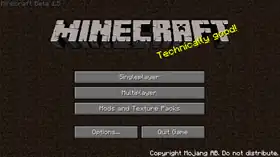Beta 1.5 menu.png: Infobox image for Minecraft Beta 1.5 the version in Minecraft