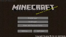 Beta 1.6.3 menu.png: Infobox image for Minecraft Beta 1.6.3 the version in Minecraft