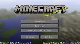 Beta 1.9 Prerelease 4 menu.png: Infobox image for Minecraft Beta 1.9 Prerelease 4 the version in Minecraft