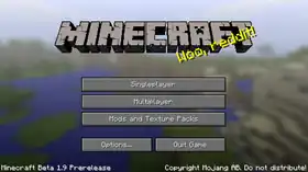 Beta 1.9 Prerelease menu.png: Infobox image for Minecraft Beta 1.9 Prerelease the version in Minecraft