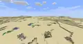 A beach biome generated using Single Biome world type, showing a borderless beach that looks like a desert, but with naturally spawning turtles.