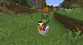 A chicken jockey's zombie burning up in the sun.