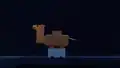 The camel riding a minecart.