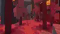 The crimson fungus scattered outside the nether tower.