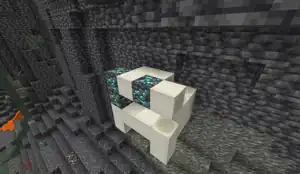 A deepslate diamond ore generated in a fossil.