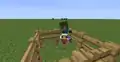 The zombie on the chicken jockey (pre-1.8) has picked up an egg that the chicken laid.