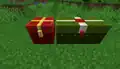 An in-game screenshot of chests during Christmas time.