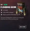Climbing gear within the inventory.