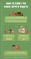 Poster with tips for caring for a Minecraft copper golem, including sorting items, no batteries needed, and wearing copper armor.