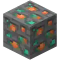 Copper ore as it appeared in the MCC x Minecraft 15th Anniversary Party.