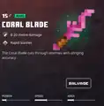 A coral blade within the inventory.