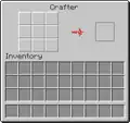 The crafter's GUI in Java Edition when it is triggered and with all of its slots disabled.