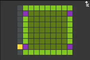 9 by 9 with 2 doors on opposing sides in an H-like fashion