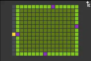 13 by 16 with 1 door on each side, although offset by 1 block each