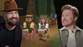 Vu Bui and Gustav Höglund looking at some Minecraft gameplay.