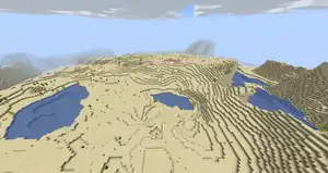 The removed desert lakes biome, featuring many large lakes.