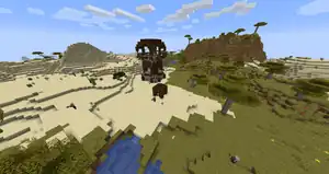 A pillager outpost located in a desert biome.