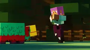 Efe meeting the snifflet that hatched on the aforementioned moss block.