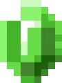 An emerald as it appears in Minecraft Dungeons.