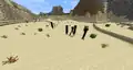 A group of endermen in a desert biome