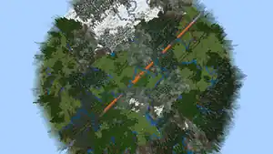 Wide-angle view of endless canyon in Bedrock Edition seed 1669320484.