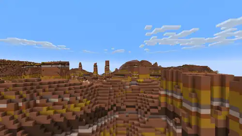 More jagged naturally occurring terracotta found in an eroded badlands biome.