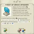 The First of Brick spawner in the journal.