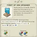 The First of Oak spawner in the journal.