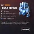 Frost armor within the inventory.