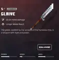 A glaive within the inventory.