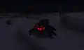Spiders are one of the most visible mobs at night due to their glowing red eyes.