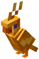 A golden parrot as it appears in Minecraft Dungeons