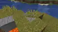 Short grass generated on stone, due to a lava lake replacing the dirt.