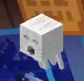 A unique sprite of a crying ghast appearing in the Minecraft launcher on Halloween, 2023.