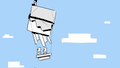 An animated concept art of a happy ghast carrying villagers in a boat