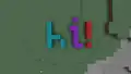 Hi-text from cyan, purple and red wool.