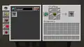 The hopper's crafting recipe as shown in the Block of the Month Minecraft.net article.