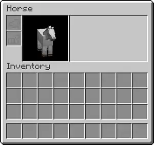 The GUI for horses implemented in 13w21a, which allows the removal and switching of armor.