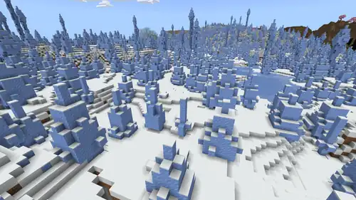Naturally generated snow in an ice spikes biome.