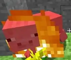 A pig that is on fire.