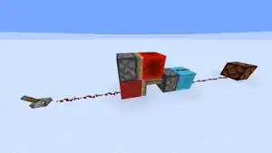 An example of an instant repeater being used in a redstone line